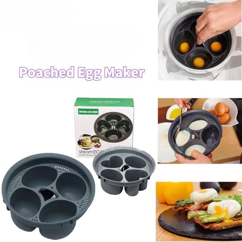 4 Grid Egg Holder, High-Temperature Resistant Silicone Egg Cooker for Home Kitchen  Ideal for Steaming Eggs for Family Breakfast