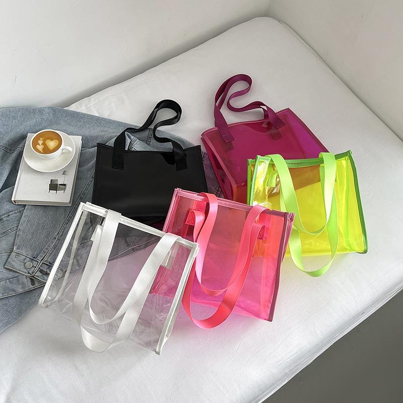 Going Out Large-capacity Transparent Bag Women's New Trendy and Versatile Fashion Shoulder Bag Tote Bag Jelly Bag