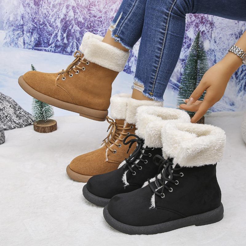 Winter New Block Heel Snow Boots Warm Fleece Lined