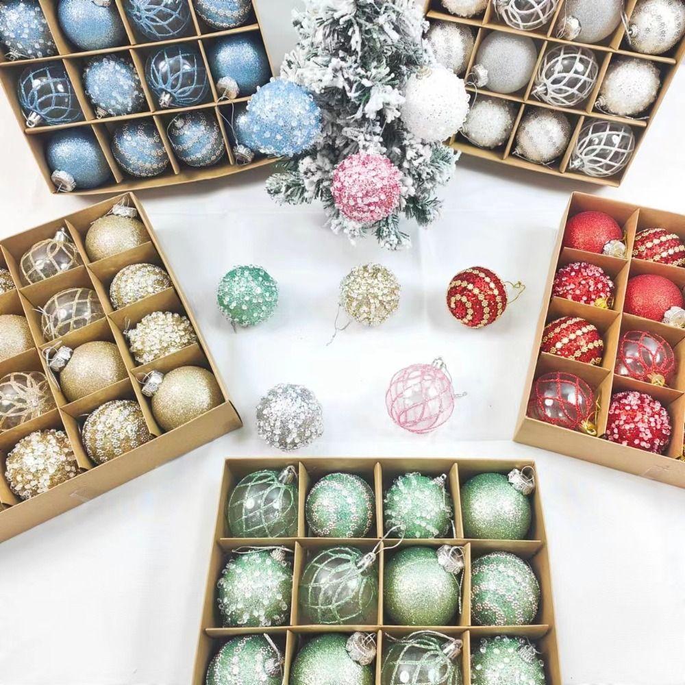 16pcs Foam Christmas Hanging Balls Set Sparkling Merry Christmas Decor Home Decoration