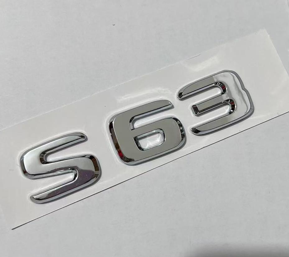 1X 3D ABS Chrome Black E63 C63 S63 flat Emblem Letters Sticker Car Trunk Badge For MB C E S class W212 W213 Accessories