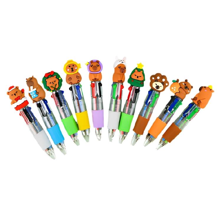 

1 Set Colorful Capybara Inspired 4 Color Ball Pen School Office Supplies Student Stationery For Note And Doodling
