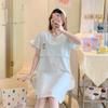 Pure Cotton Summer Nursing Nightgown for Pregnant Women - Short-Sleeve Maternity Feeding Dress