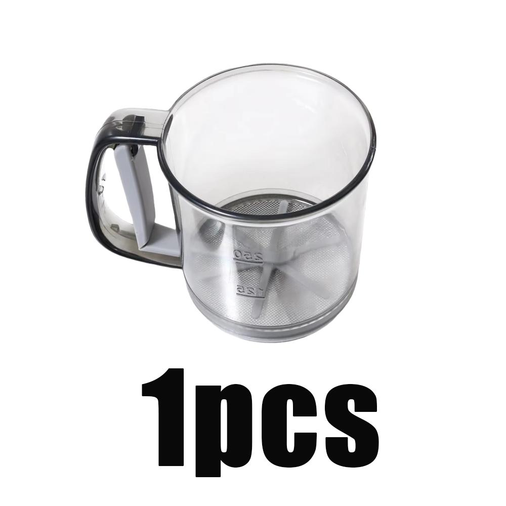 1/2/3 Stück Halbautomatischer Mehlsieb Transparent mit Handpress-Design Küchenfiltersieb Mehlsieb Antihaft-Backwerkzeuge