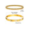 Fashion Stackable Stainless Steel Beads Bracelet for Women, Cubic Zircon Gold Plated Bangle, Waterproof Light Luxury Jewelry