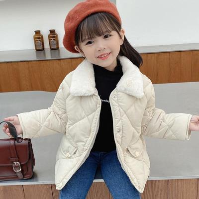 Korean Style Kids' Quilted Fur Collar Jacket - Warm, Thick, Loose Fit for Boys & Girls, Autumn Winter.