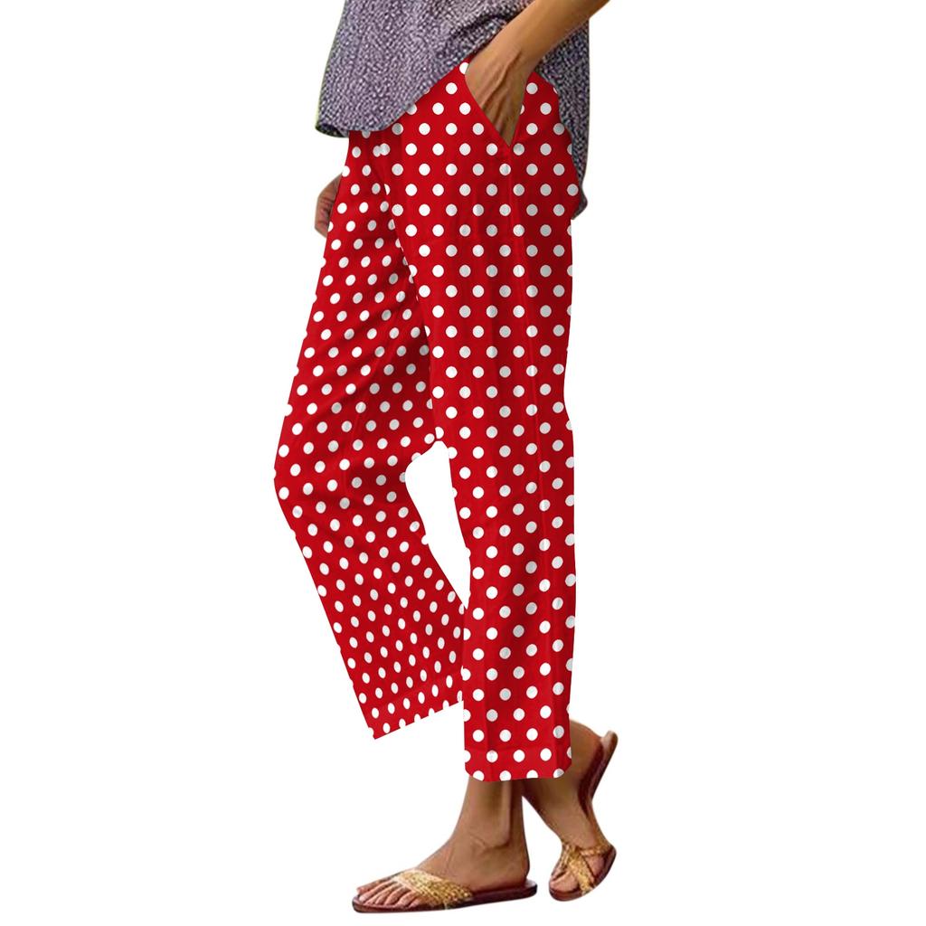 Women's Fashion Printed Elastic Waist Casual Pants with Pockets for Everyday Wear