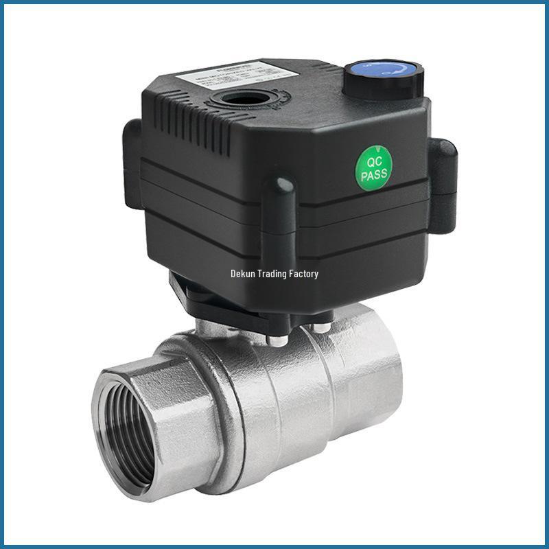 Stainless Steel Mini Electric Two-Way Ball Valve with Sight Glass, Manual-Automatic Integration, Waterproof, Threaded, DC Compatible