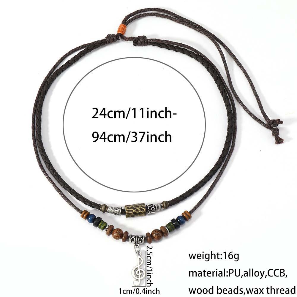 Retro Multi-layer Music Note Pendant Necklace - European & American Style, Long Sweater Chain Accessory