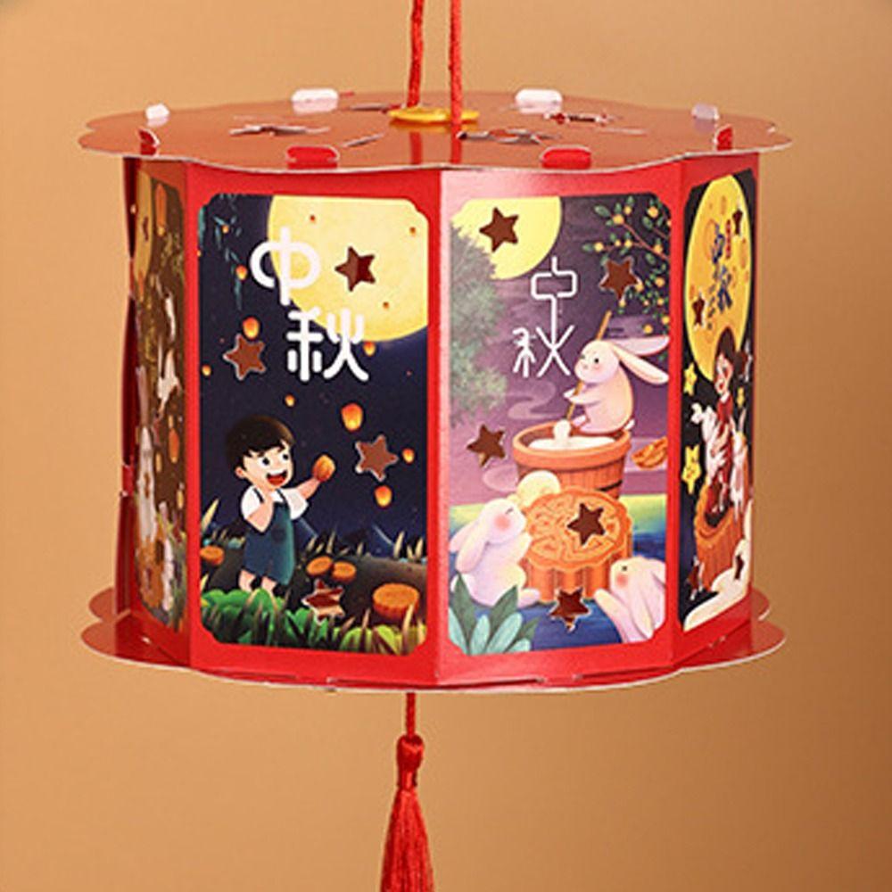 Traditional Chinese Portable Lantern Cartoon LED Lantern Toys Handheld Paper Lamp  Festival Gift