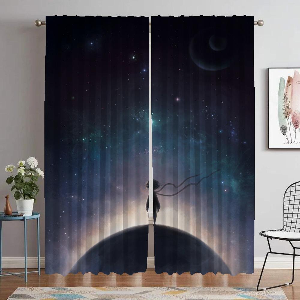 Den lille prinsen Gardiner til soverom Elegante romgardiner 2 stk Mørkleggingsgardin Halloweendekorasjon Persienner Skillevegg Barn