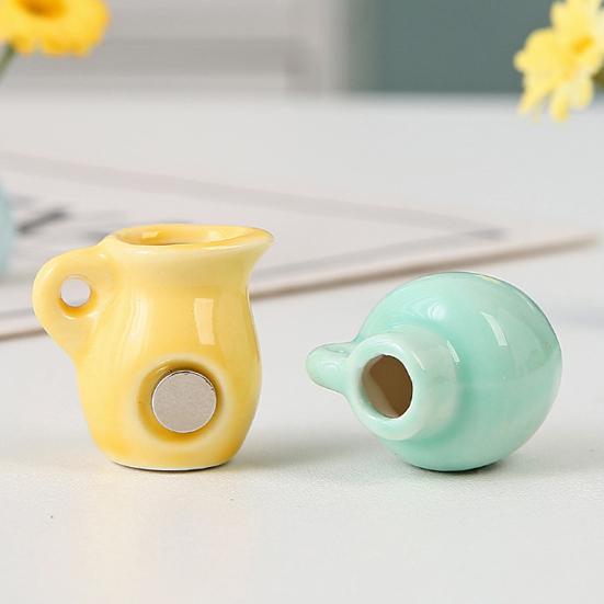 Mini Ceramic Vase Refrigerator Magnet with Fake Flower DIY MAMA MOM Letter 3D Miniature Flower Vase Fridge Magnet Decoration Mother's Day Gift