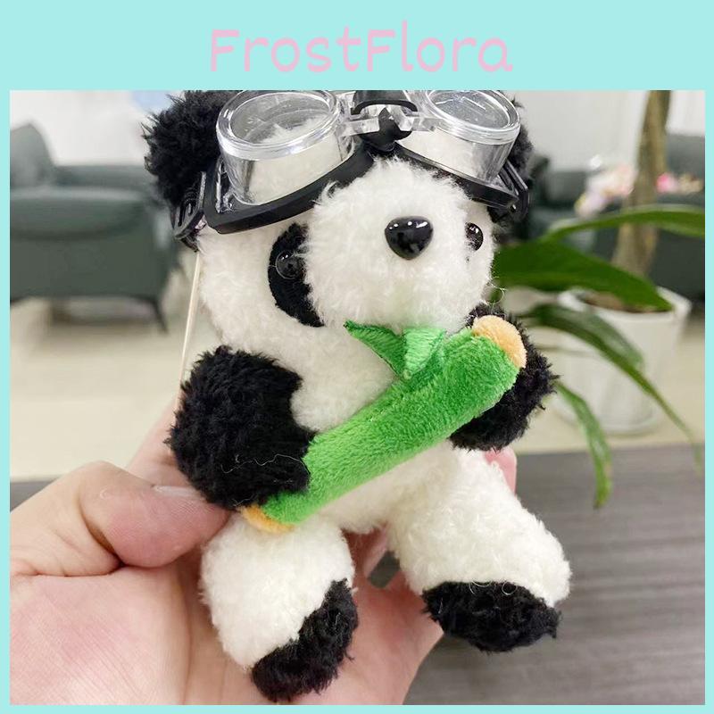 Adorable Plush Panda Keychain Pilot Bear Doll Cute Bag Charm Gift For Kids