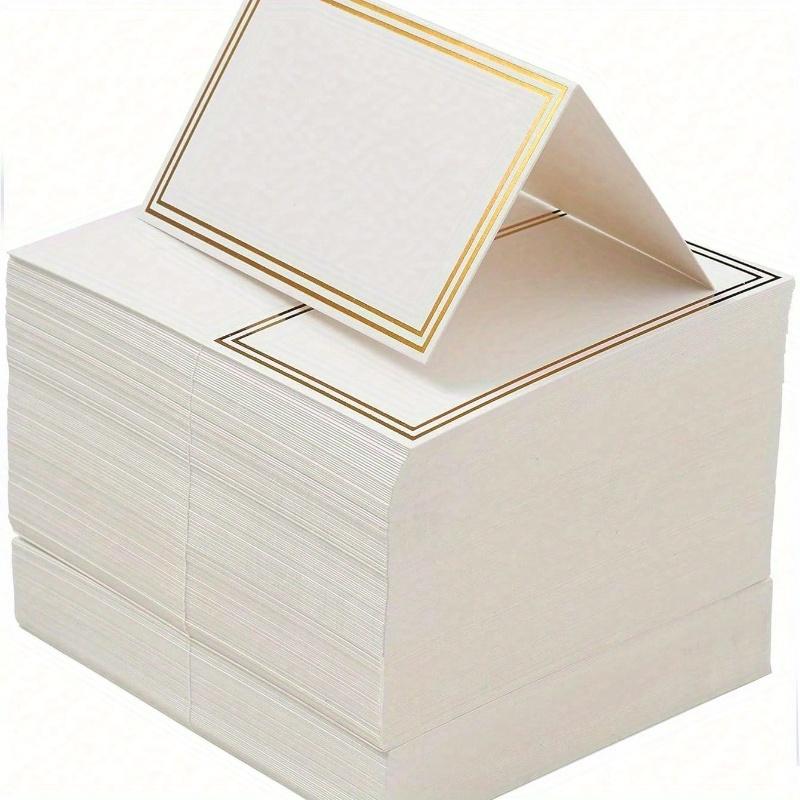 Golden Foil Border Place Cards Table Setting Name Cards Blank Place Cards Guest Cards for Wedding Banquet Dinner, Party Dinner, Decorations