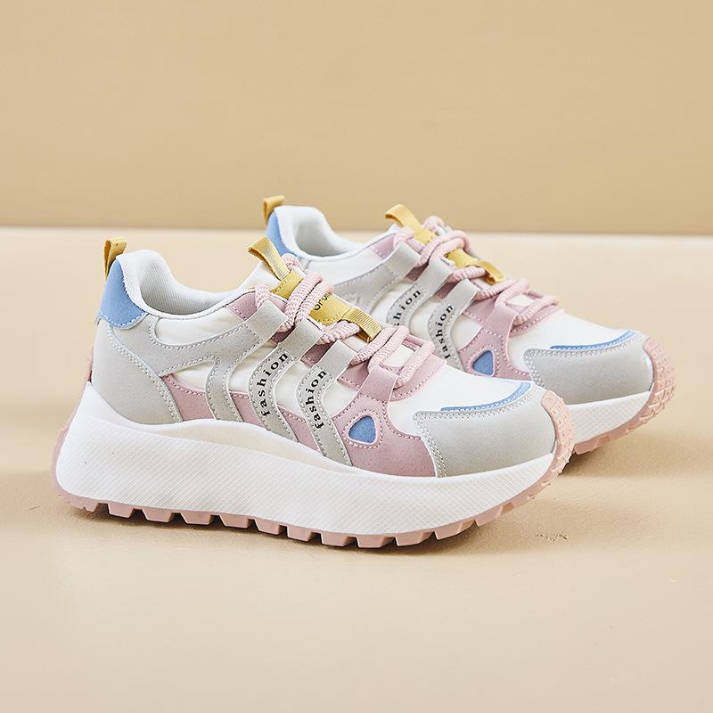 Fashion 2024 Spring New Thick Sole Sports Style Casual Shoes Comfortable Colored Sneakers Fashion Versatile Women's Shoes