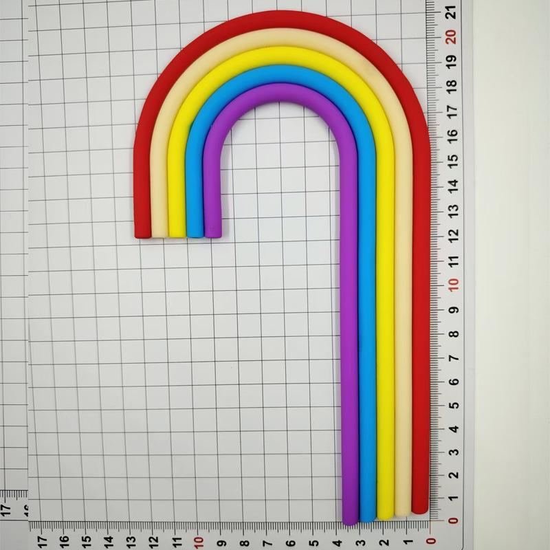 Versatile Rainbow Arch Cake Topper: Colorful Cartoon Forest Style Red Pink Rubber Ornament
