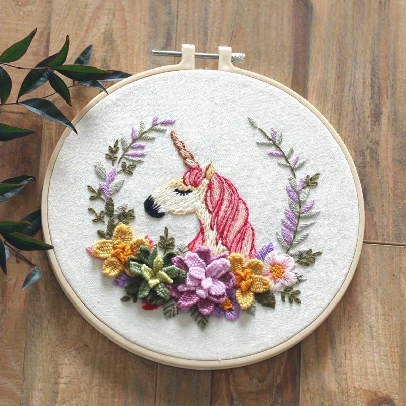 1-piece Floral Embroidery DIY Craft Kit (including tools)