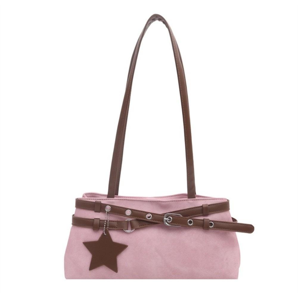 Star Pendant Y2K Shoulder Bag With Metal Buckle Belt Underarm Bag Fashion Women Handbag Women