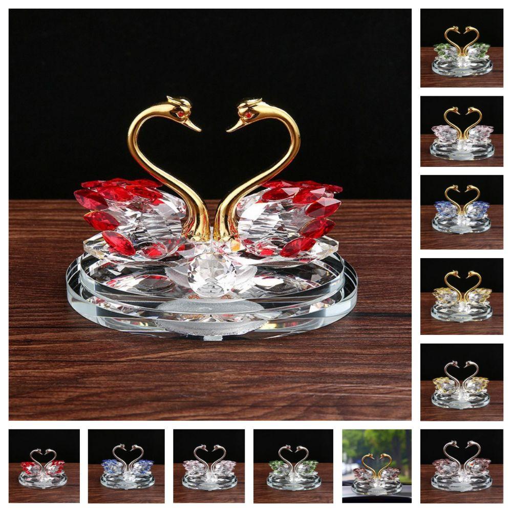 Light Luxury Crystal Swan Ornaments -encrusted Glass Swans Swan Figurines Indoor Foyer