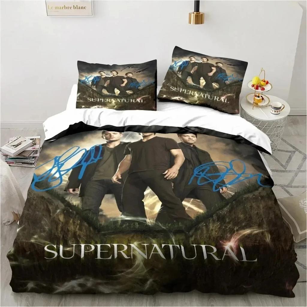 Supernatural Logo Bedding Set Duvet Cover Bed Set Quilt Cover Pillowcase Comforter king Queen Size Boys Adult Bedding Set