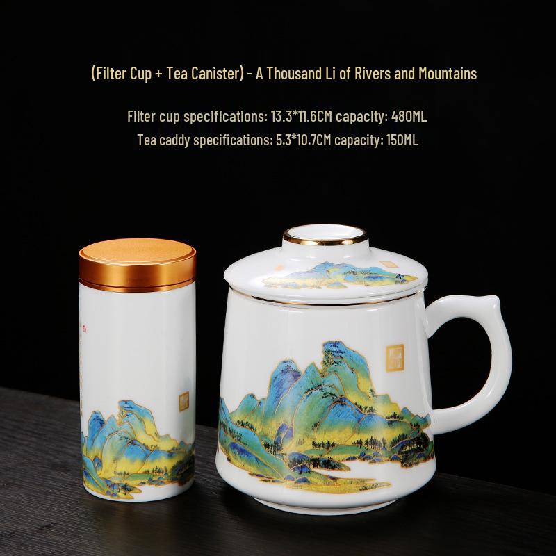 Red Ceramic Teacup Set with Logo for Commemorative Company Gifts