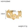 CARLIDANA Exquisite Gold Plated Waterproof Jewelry Gift Stainless Steel Flowers Open Chunky Cuff Bracelet Bangle for Women