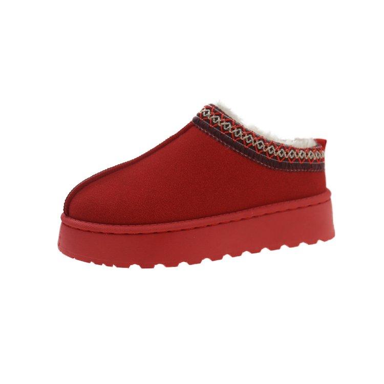 Fashion Winter Plush Shoes for Women Easy to Wear Snow Boots Suede Warm Soft Outdoor Plush Slippers Women Solid Color Thick Soled Shoes