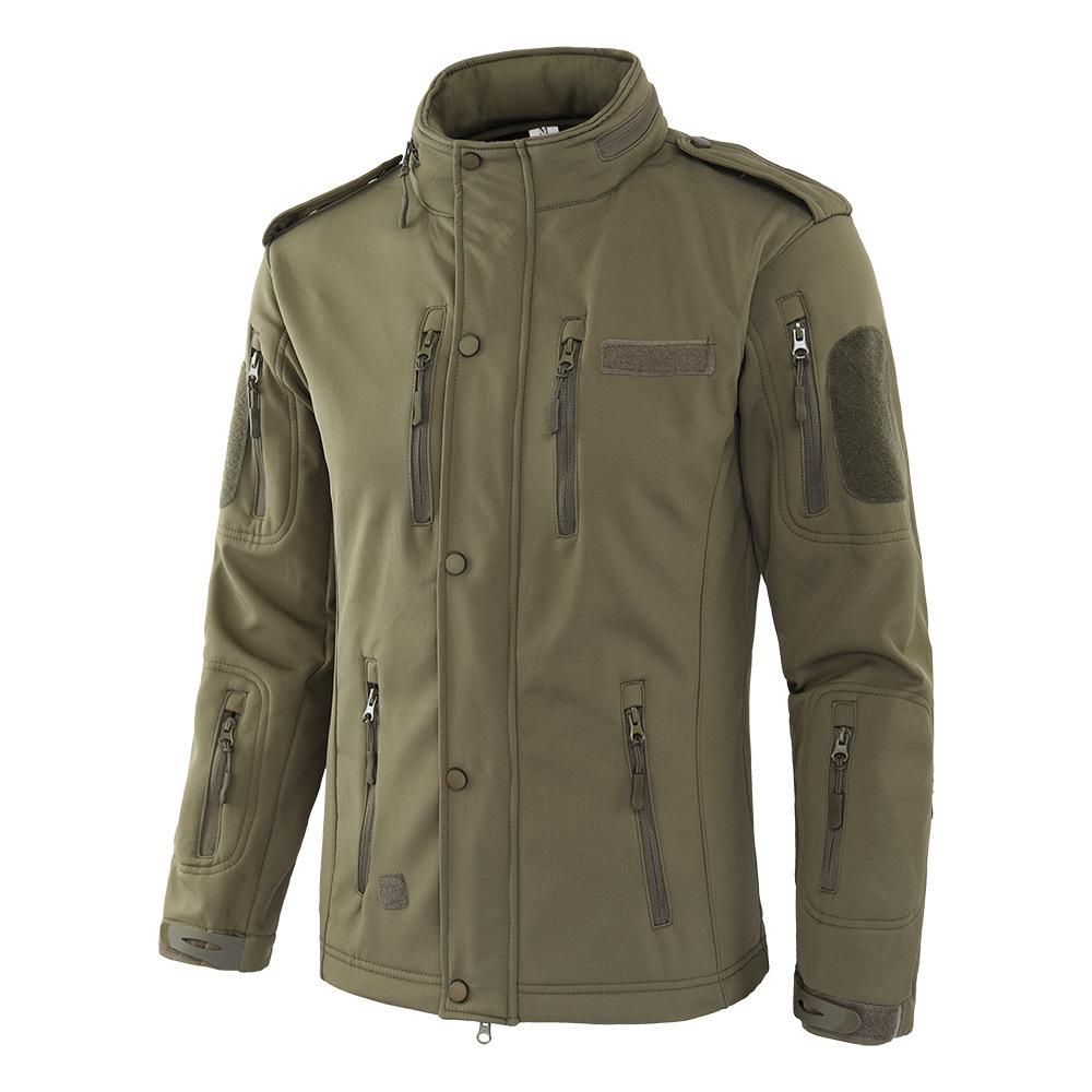 New soft shell jacket, men s outdoor sports camouflage S зелёный
