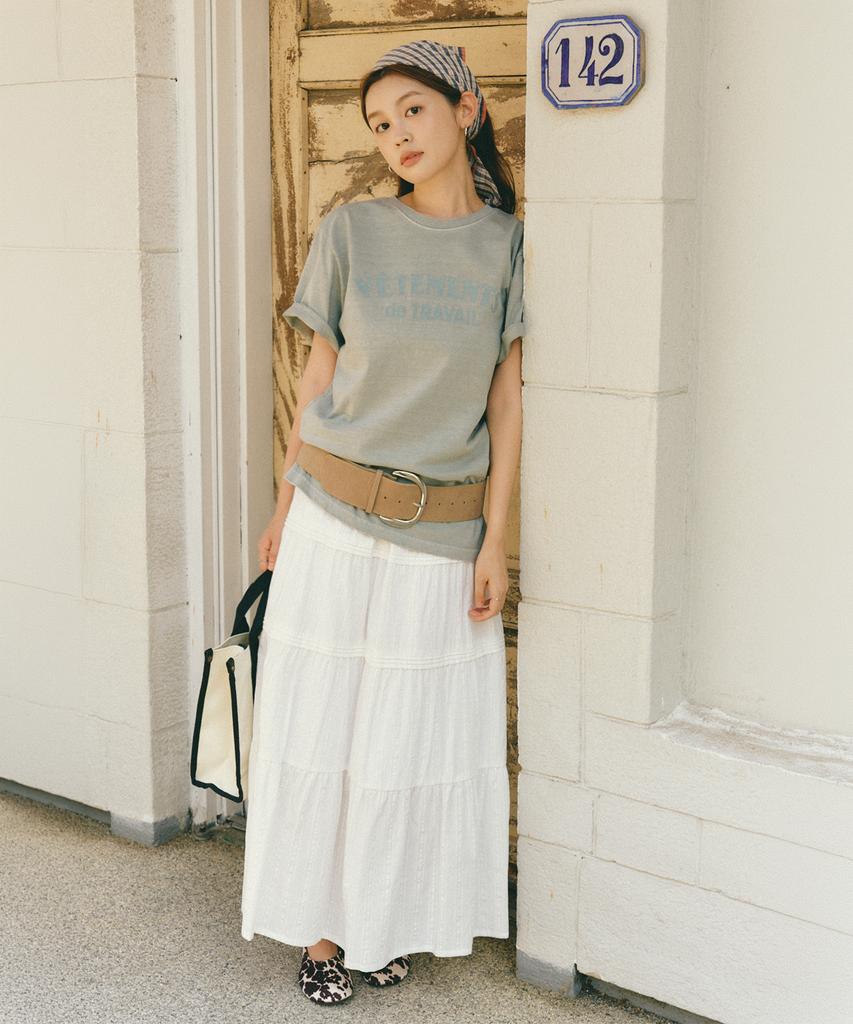 LE MONT ST MICHEL Cotton Tiered Skirt_White