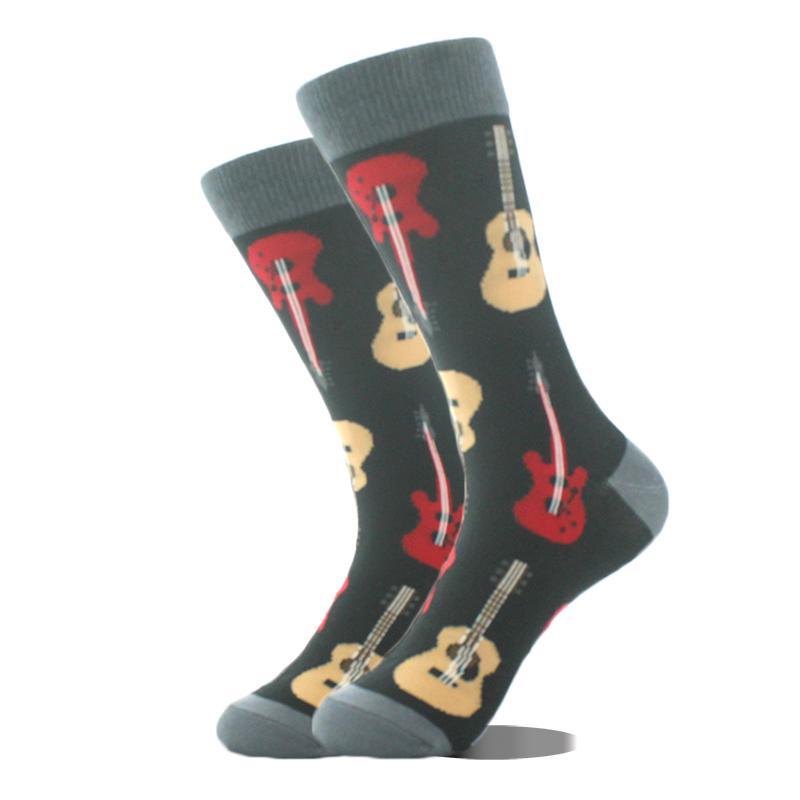 Cool Design Avocado Crew Socks Men Creative Eye Guitar Bus Pattern Sokken Duck Cat Fox Otter Animals Divertidos Chaussette Sox