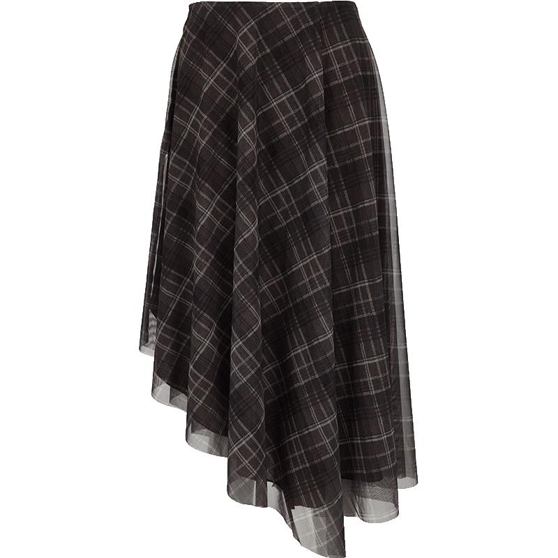 ONLY 2025 Summer British Retro Plaid A-line Midi Skirt XXL