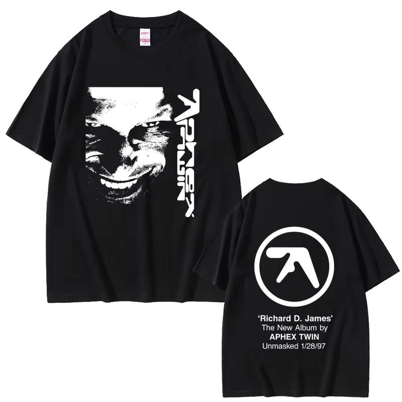 

Aphex Twin Face Graphic T Shirt Richard D James Album Print Tshirt Unisex Fashion Electronic Pop Music Short Sleeve Tshirts 2XL