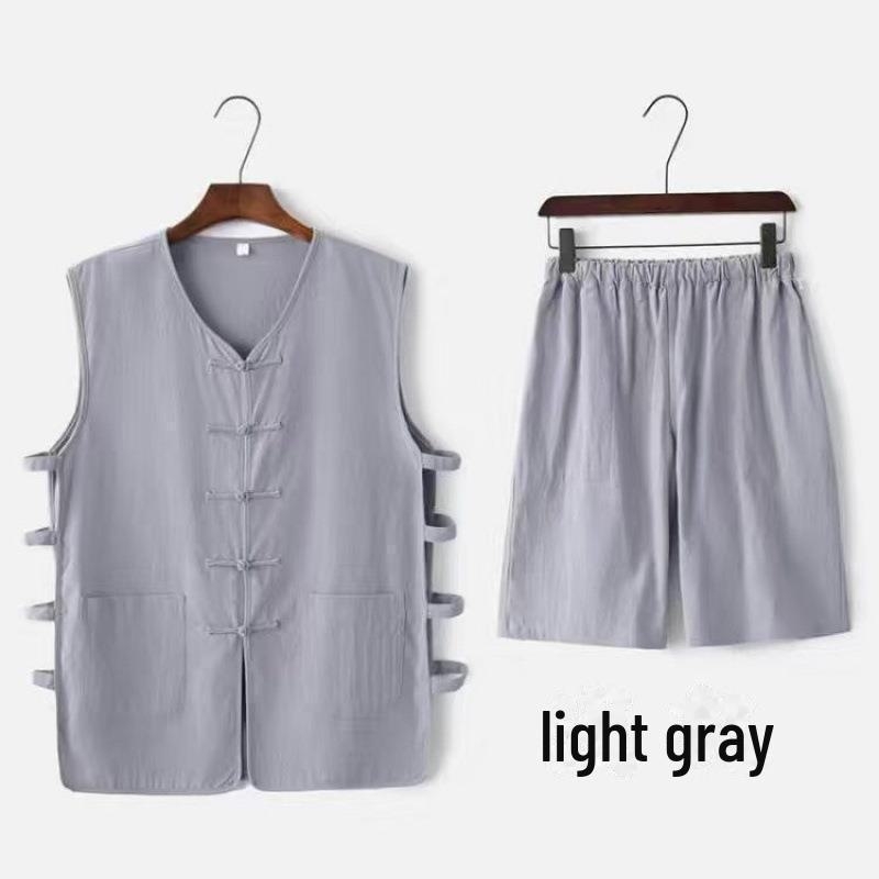 

Мужской летний жилет в стиле Тан - одежда для пап среднего и пожилого возраста, стиль дедушки Ханьфу 3XL (170-185 jin)