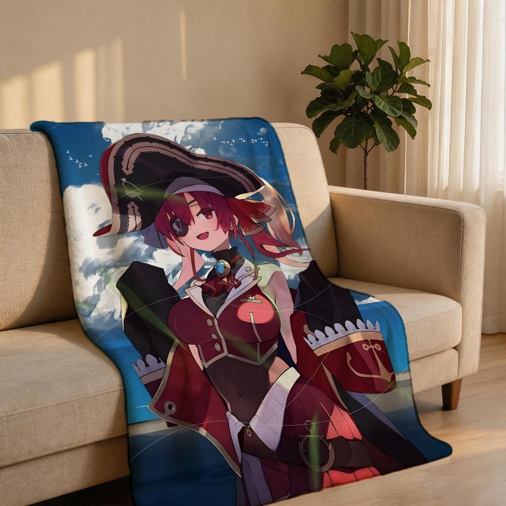 Vtuber H-Houshou MarineS Throw Short Plush Throw Blanket Soft Skin-Friendly Multi-Scene Home Office