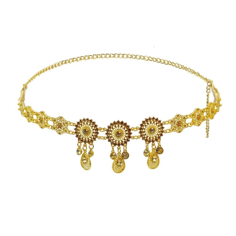 Metal Flower Waist Chain Rhinestone Hollow Out Belt Vintage Belly Chains  Dance Dress