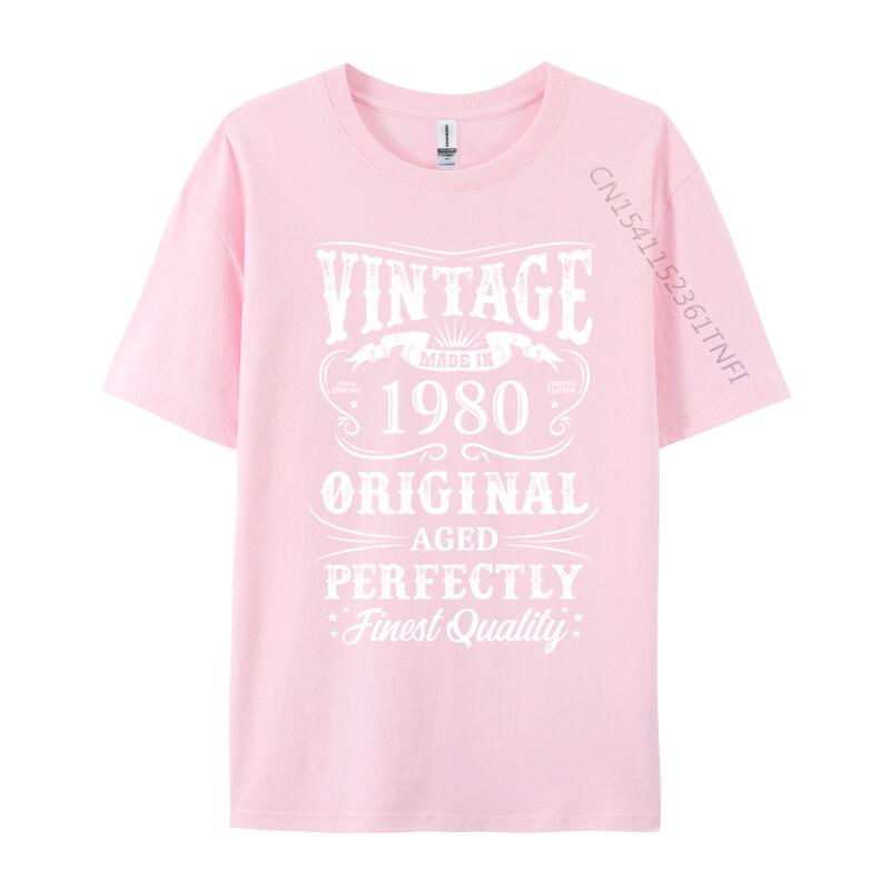 Men's T-Shirt 1980 Original Birth Year Vintage Made In 1980 T-shirts Fitness Tight Tees New Arrival Print Slim Fit Tops Shirt