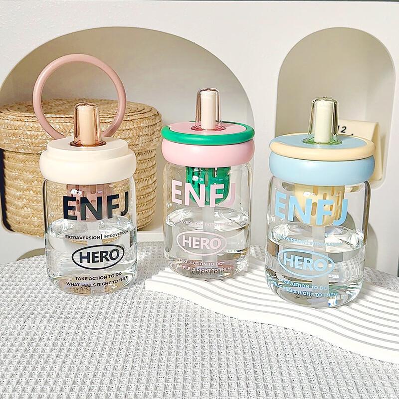 Changbaosen Borosilicate Glass Water Bottle with Straw and Filter