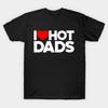 Taille Asiatique Homme T-shirt Noir Imprimé J'aime les Papas Chauds Cœurs Rouges Amour Drôle (blanc) T-shirt en coton imprimé sans découpe