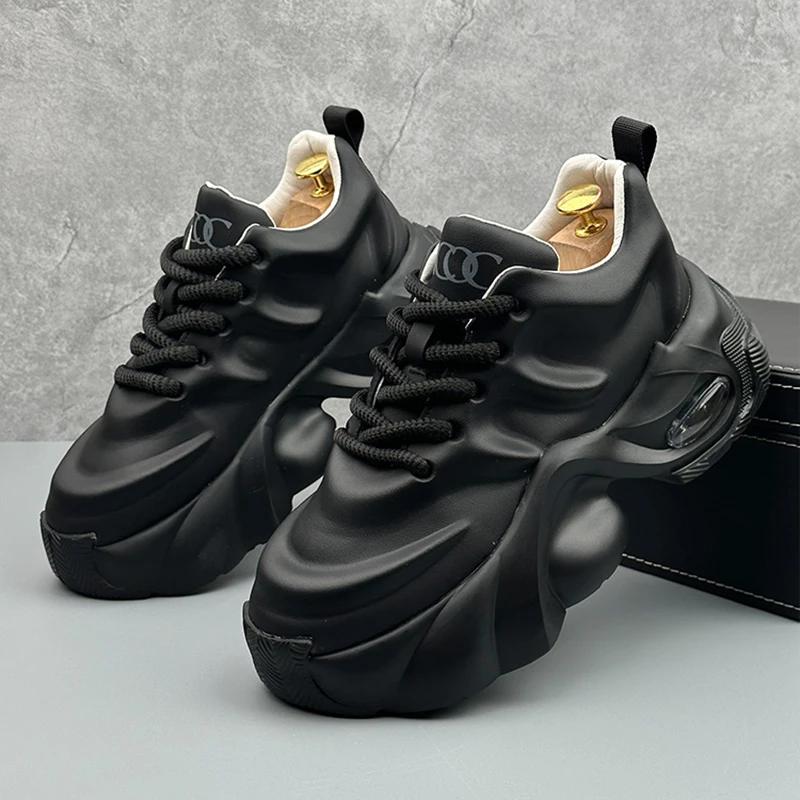 2024 Autumn New Breathable Thick Sole Height Increasing Personalized Trendy Fashion Casual Versatile Sports Lace-up Shoes
