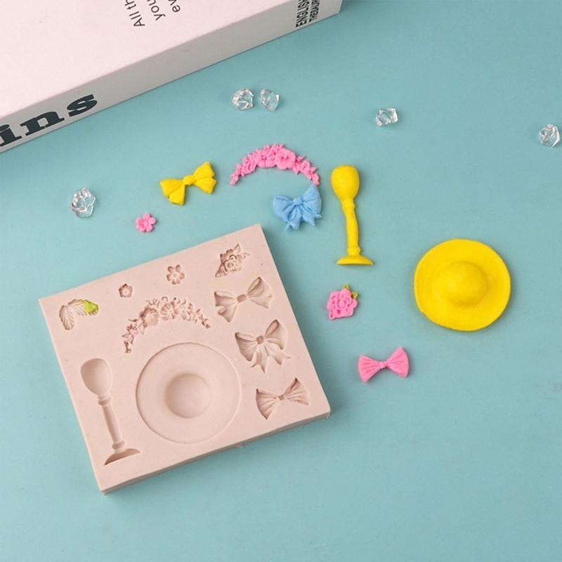 Hat Bowknot Flower Silicone Mold Fondant Chocolate Mould DIY Cake Dessert Mould Homes Kitchen Baking DIY Supplies