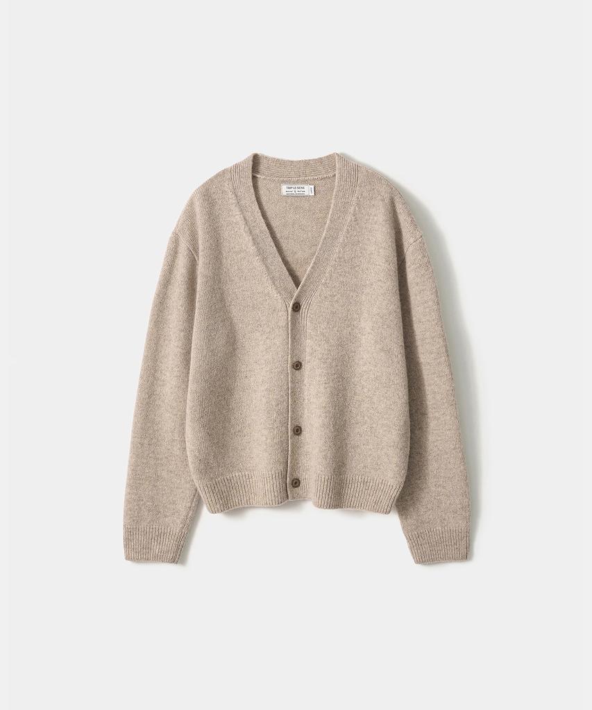 Trip Le Sens [100% Wool] Pure Light 4-Button Crop Cardigan_Hazel Beige
