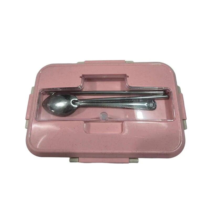 

1 шт., студенческий ланч-бокс, японская изоляционная коробка для столовых приборов, коробка для бенто, квадратная коробка для фаст-фуда розовый