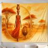 African Women and Lions On the Savanna Tapestry