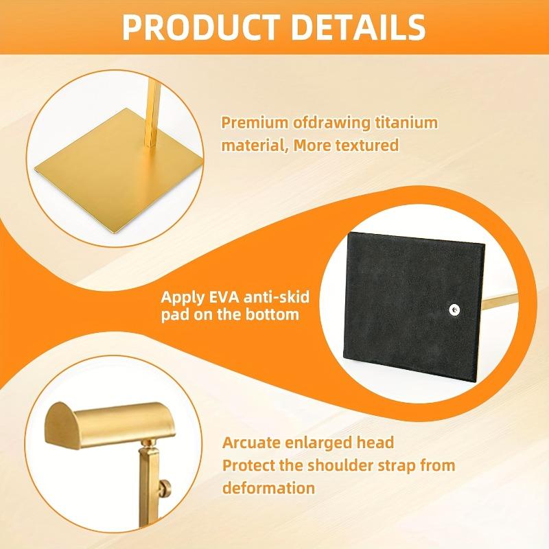 3pcs Stainless Steel Handbag Display Stand Golden Matte Finish Adjustable Jewelry and Multi-Functional Luxury Wallets Showcase