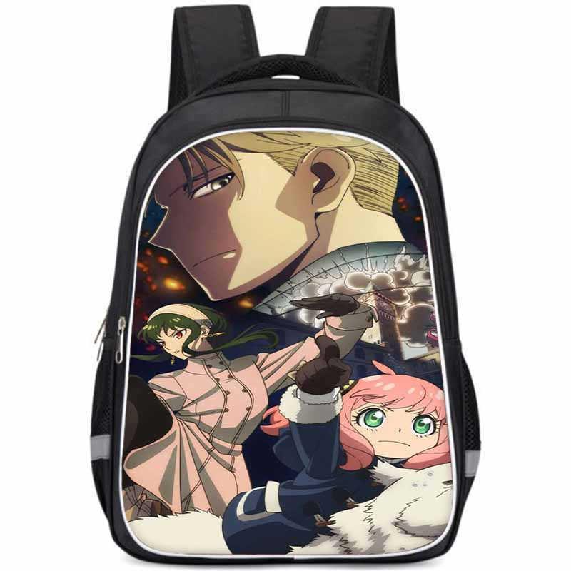 Geräumiger Spy Family Rucksack für Kinder Leichte Oxford-Stoff Schultasche