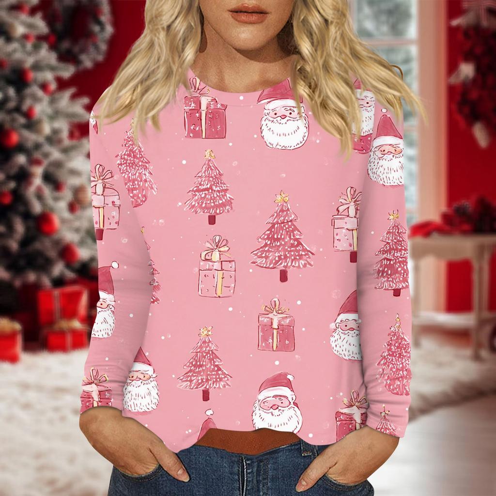 Women's Daily Casual Long-sleeved Printed O-neck Top