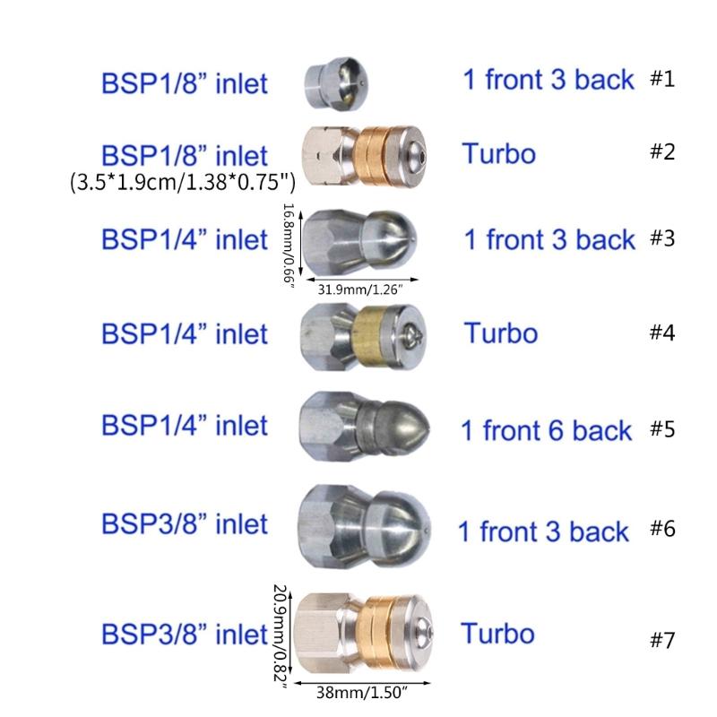High Pressure Washer  Pipe Spray Nozzle, Spray Nozzle, Nose Pressure, Drain Pipe,1 / 8  1/4 3 / 8 BSP Female Thread