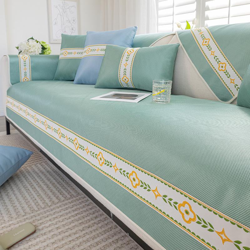 Ice Silk Summer Mat Sofa Cushion Summer Summer Non -Slip Cushion Washable Cool Feeling Sofa Cover Backrest Towel Cover Cloth 