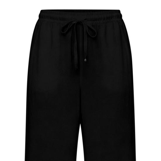 Women Cropped Pants Elastic High Waist Lace-up Straight Leg Casual Trousers with Pockets Breathable Summer Pants School Daily Wear