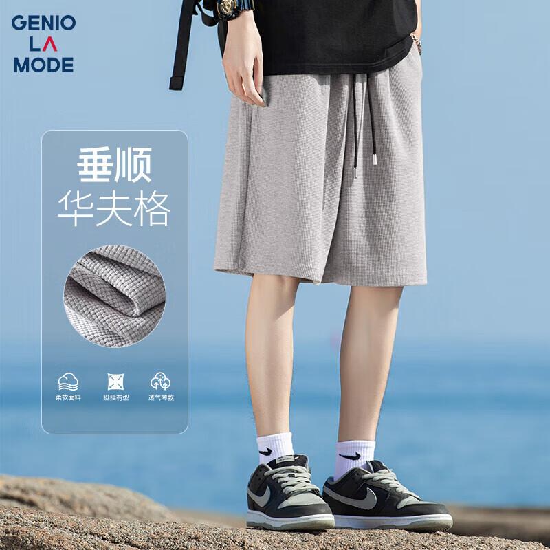 GENIOLAMODE Men s Heavy Waffle Casual Shorts M